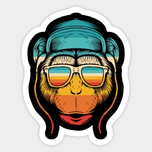 millennial chimp headphones hat music vintage colors Sticker